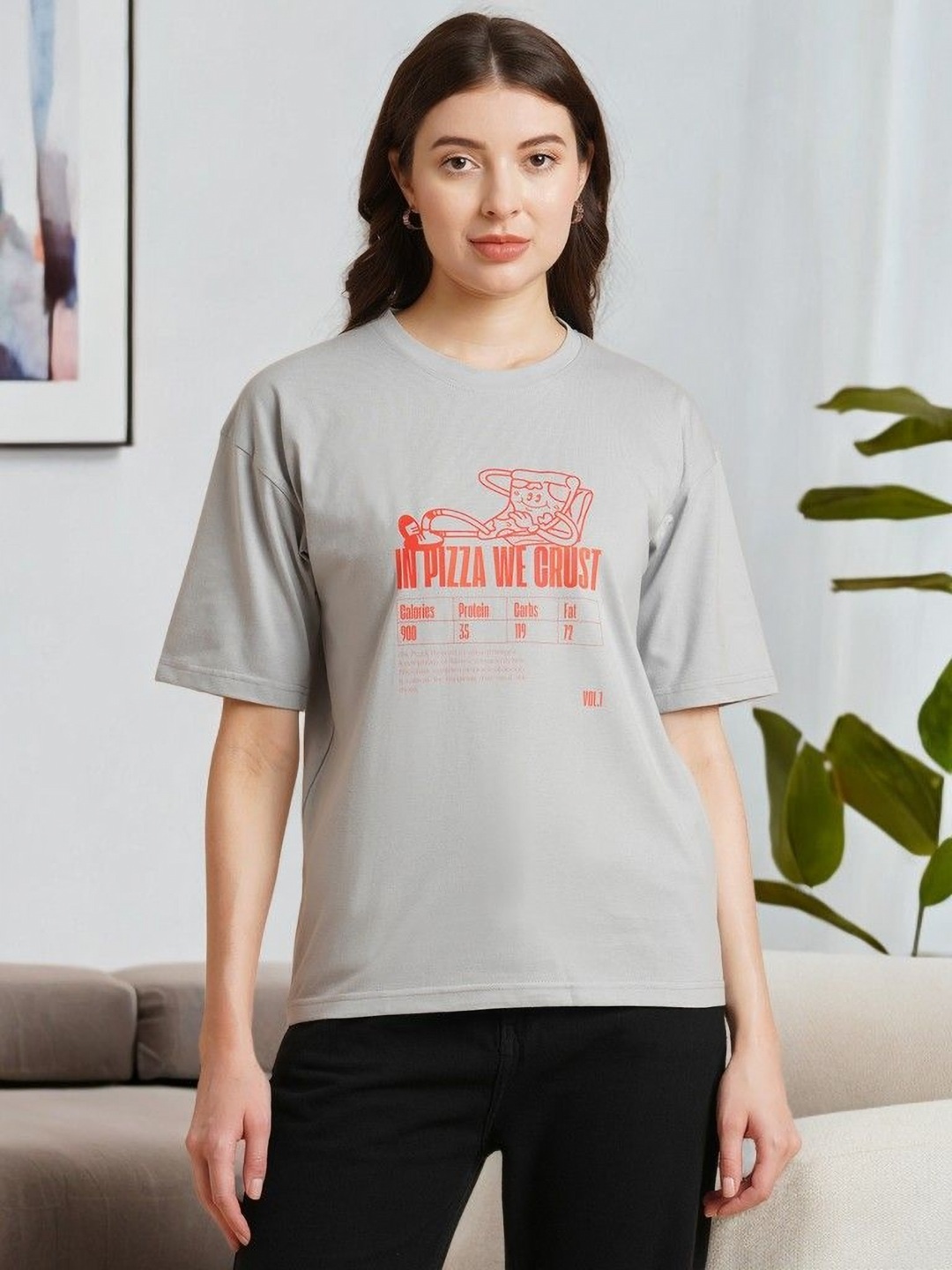 

DressBerry Women Typography Printed T-shirt, Grey