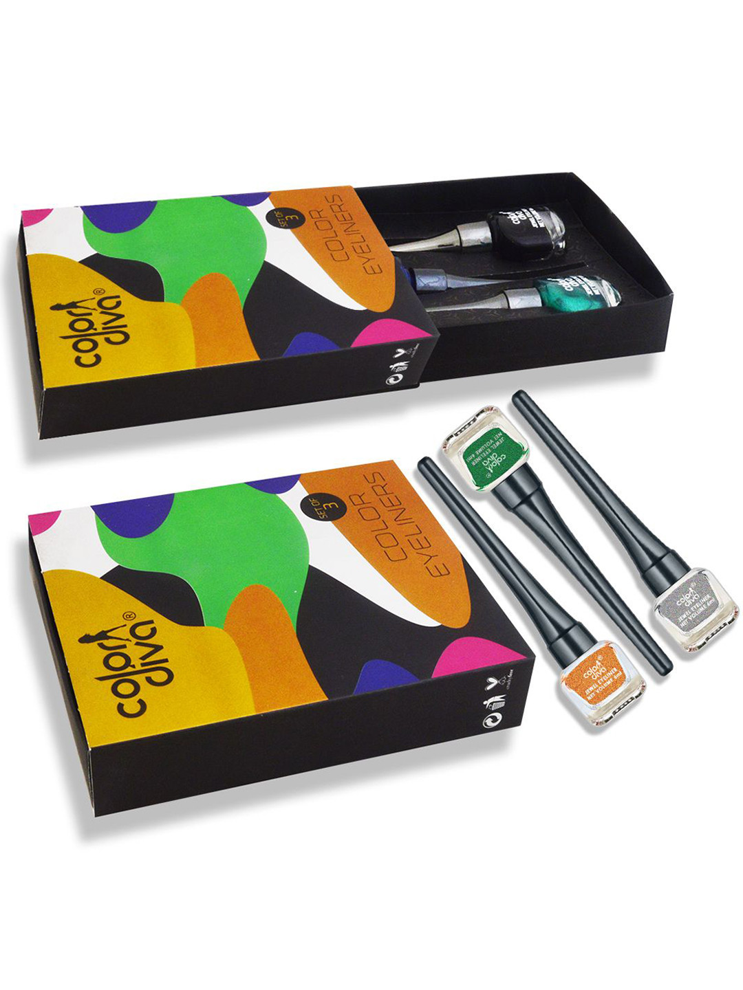 

Color Diva Set Of 3 Jewel Waterproof Shimmer Liquid Eyeliner-6ml Each -Green-Copper-Silver