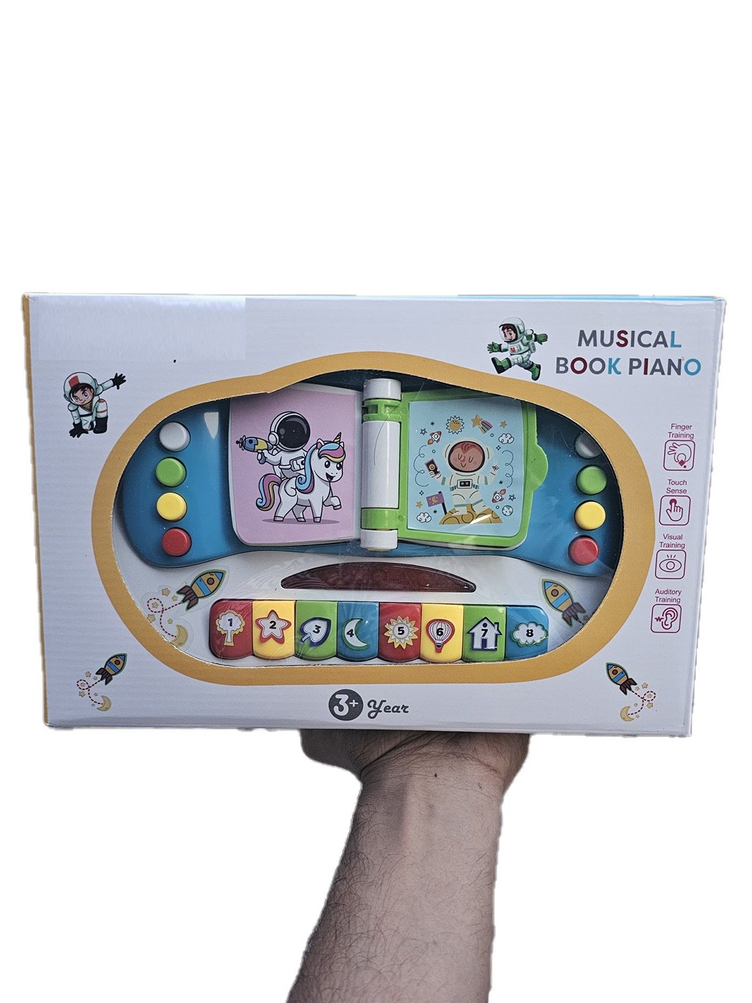 

ADKD Kids Musical Piano Book With Lights Learning Educational, Blue