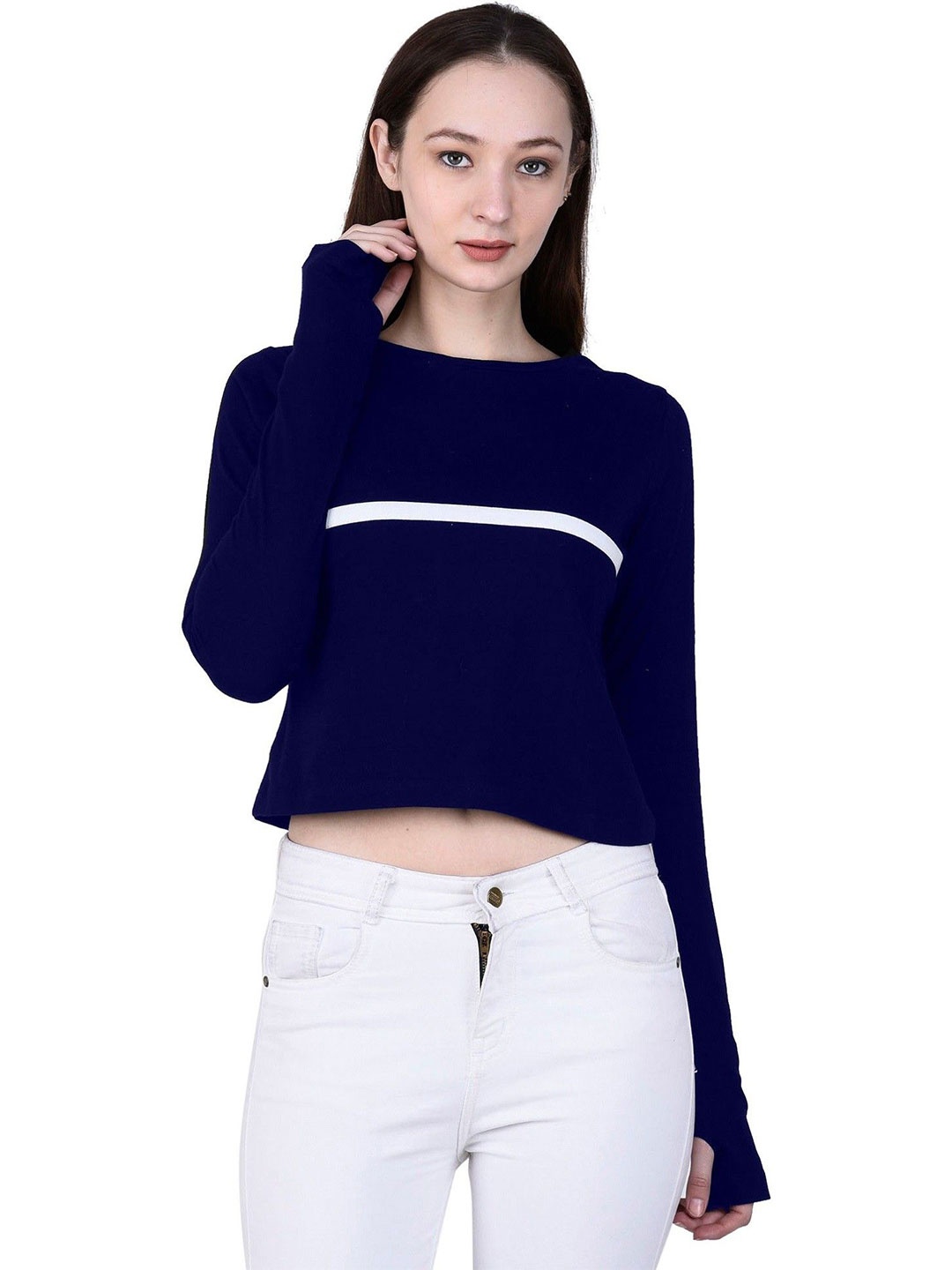 

ROARERS Striped Extended Sleeves Top, Blue