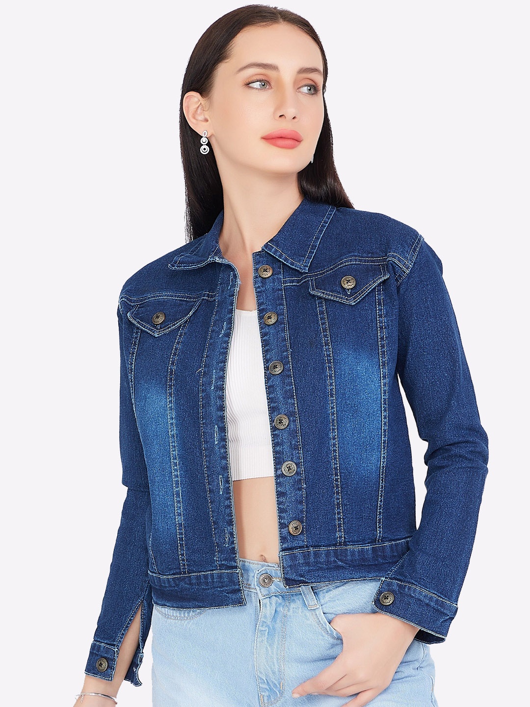 

CEFALU Women Denim Jacket, Blue