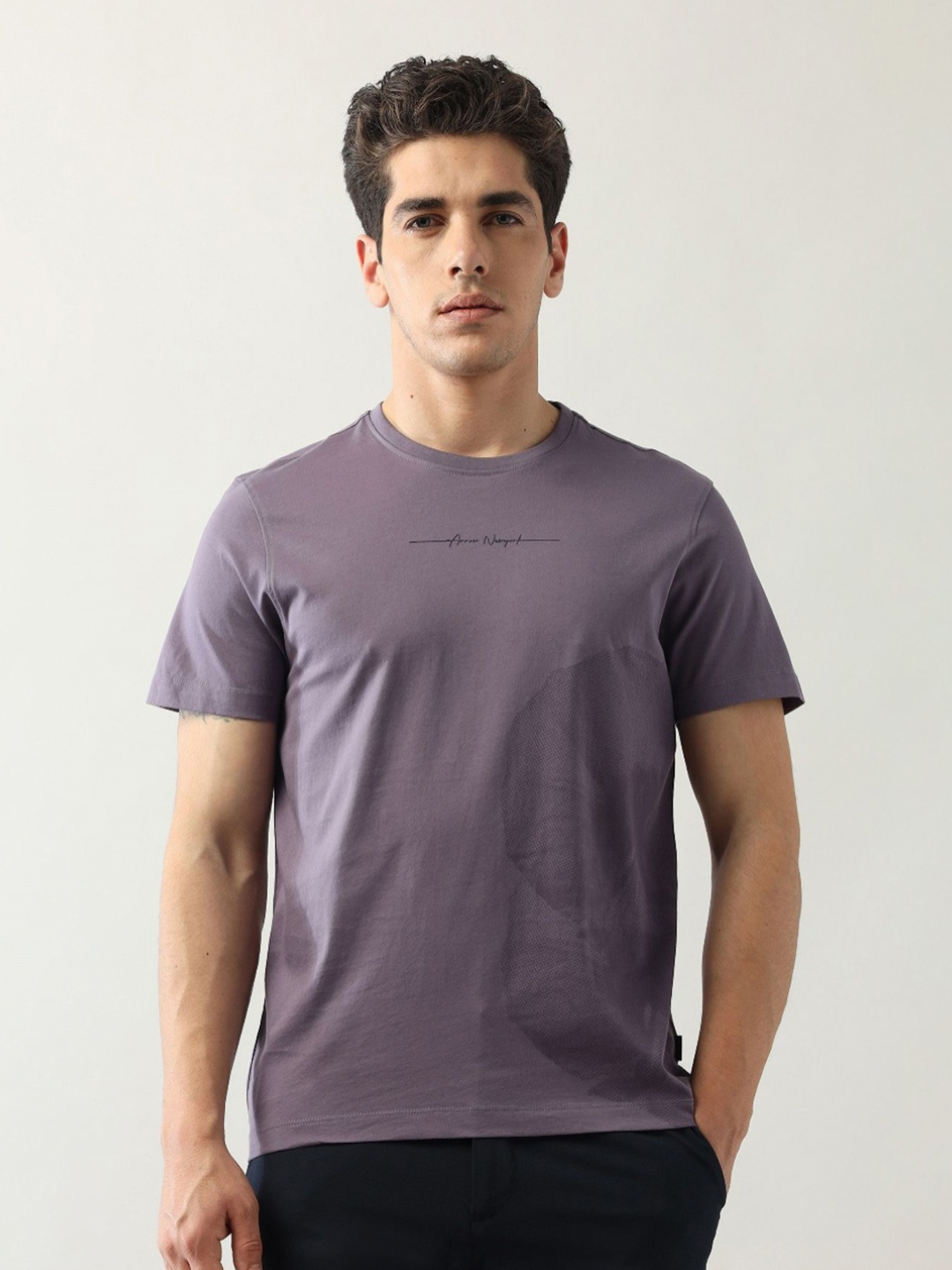 

Arrow New York Men Printed Pockets T-shirt, Purple