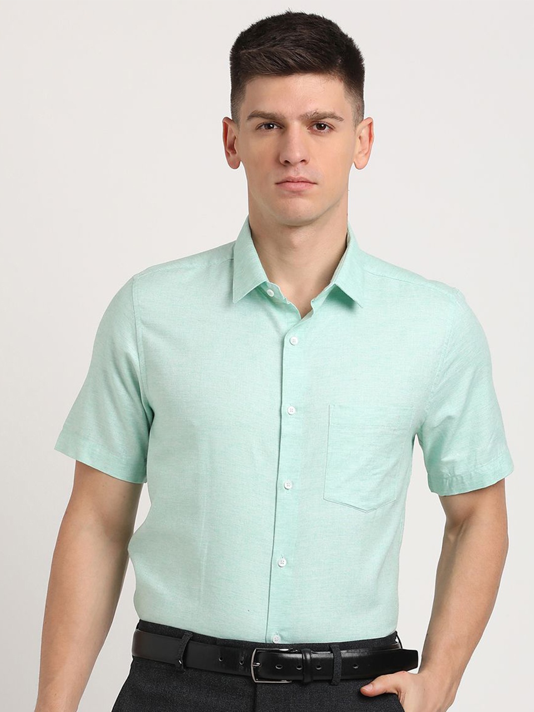 

Turtle Men Classic Opaque Formal Shirt, Green