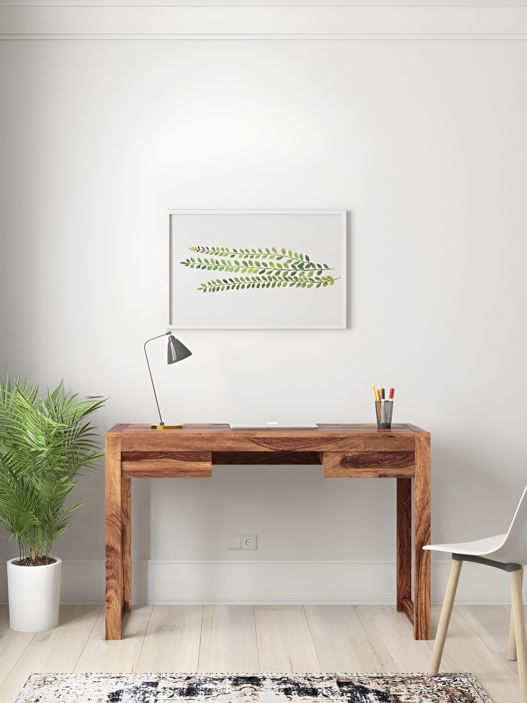 

Ikiriya Beige & Brown Natural Teak Finish Water Resistant Study Table