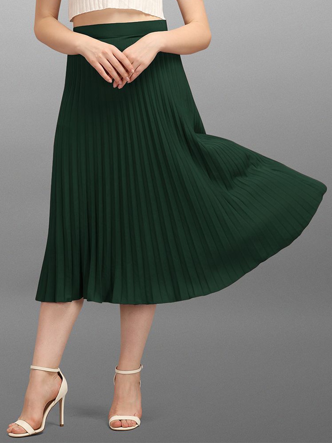 

Moda Rapido Pleated Midi Skirt, Green