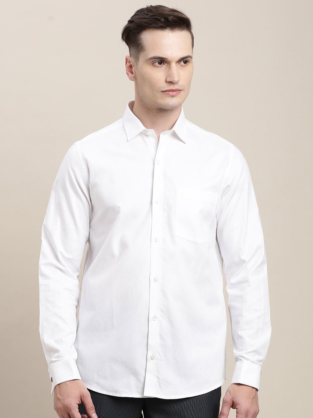 

Turtle Men Standard Slim Fit Opaque Formal Shirt, White