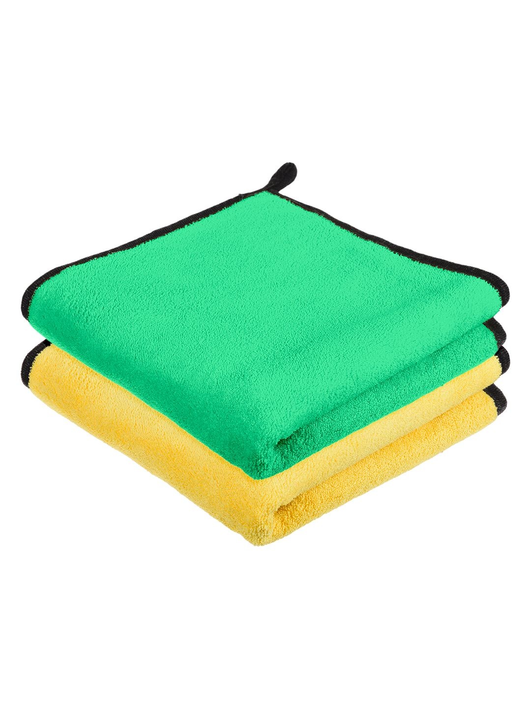 

Kuber Industries Pack Of 2 Green & Yellow 400 GSM Microfiber Cleaning Cloth