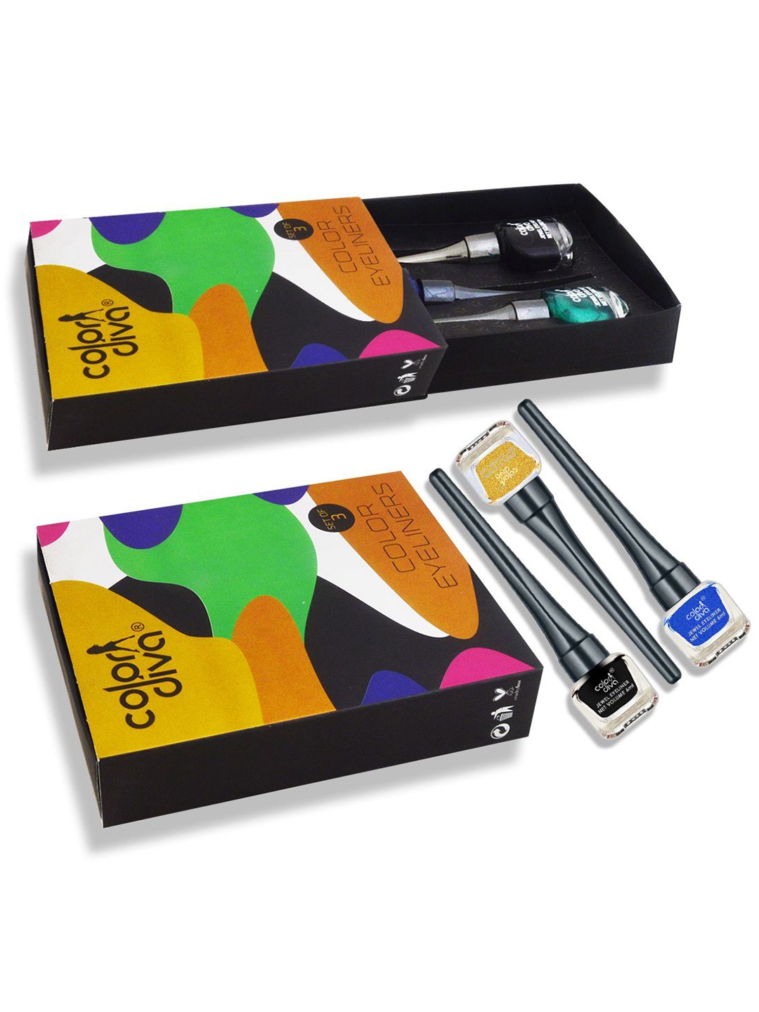 

Color Diva Jewel Set Of 3 Shimmer Waterproof Shimmer Liquid Eyeliner - 6 ml Each, Blue