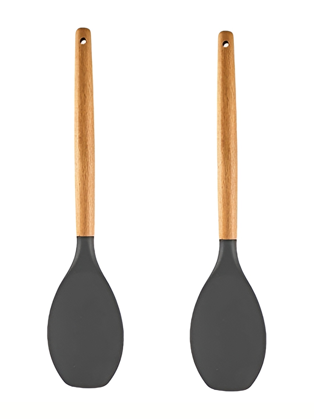 

We3 Grey & Brown 2 Pieces Wooden Handle Silicone Spoon Spatula