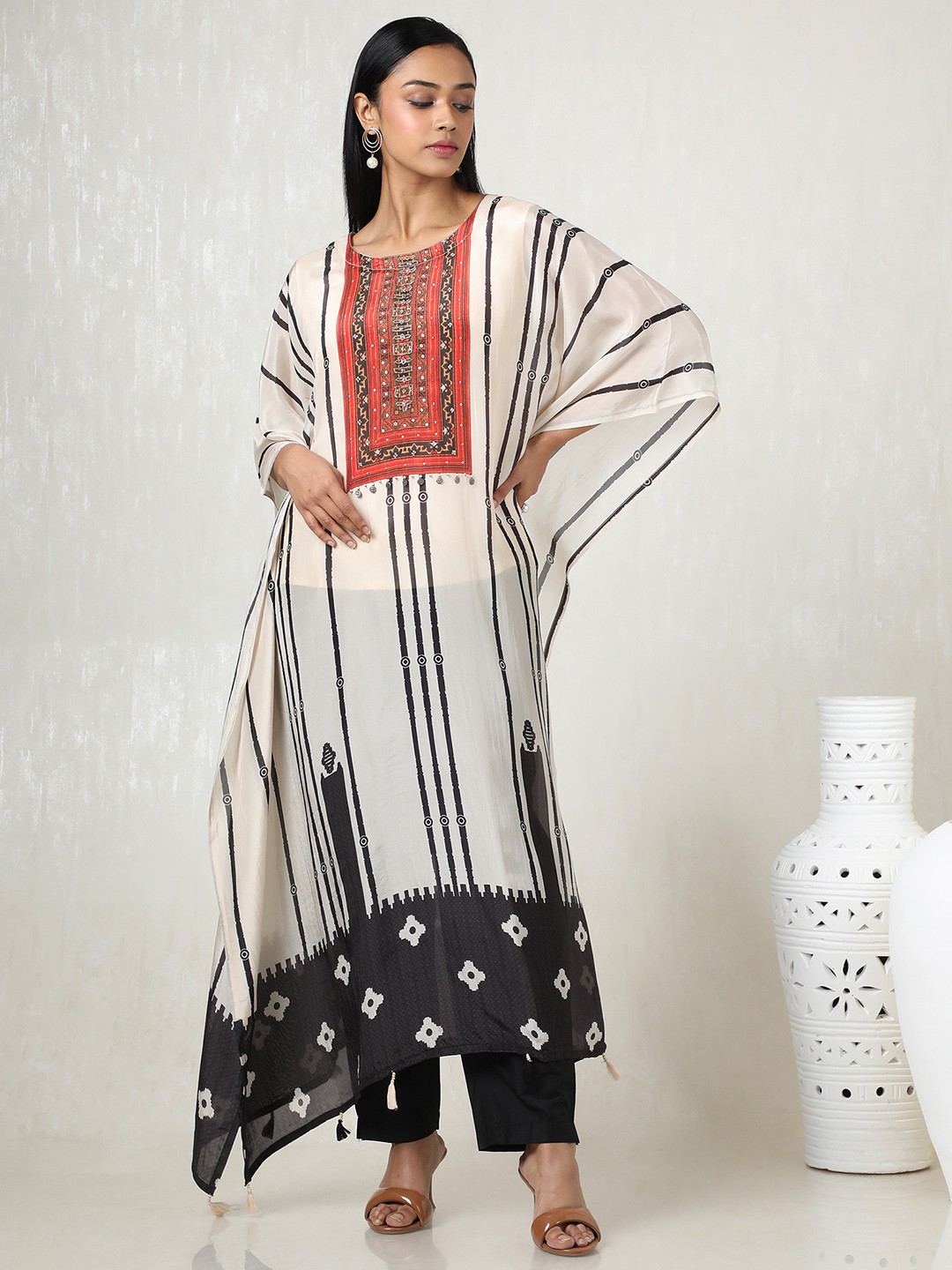 

Soch Women Printed Regular Sequinned Kurta with Trousers, Cream