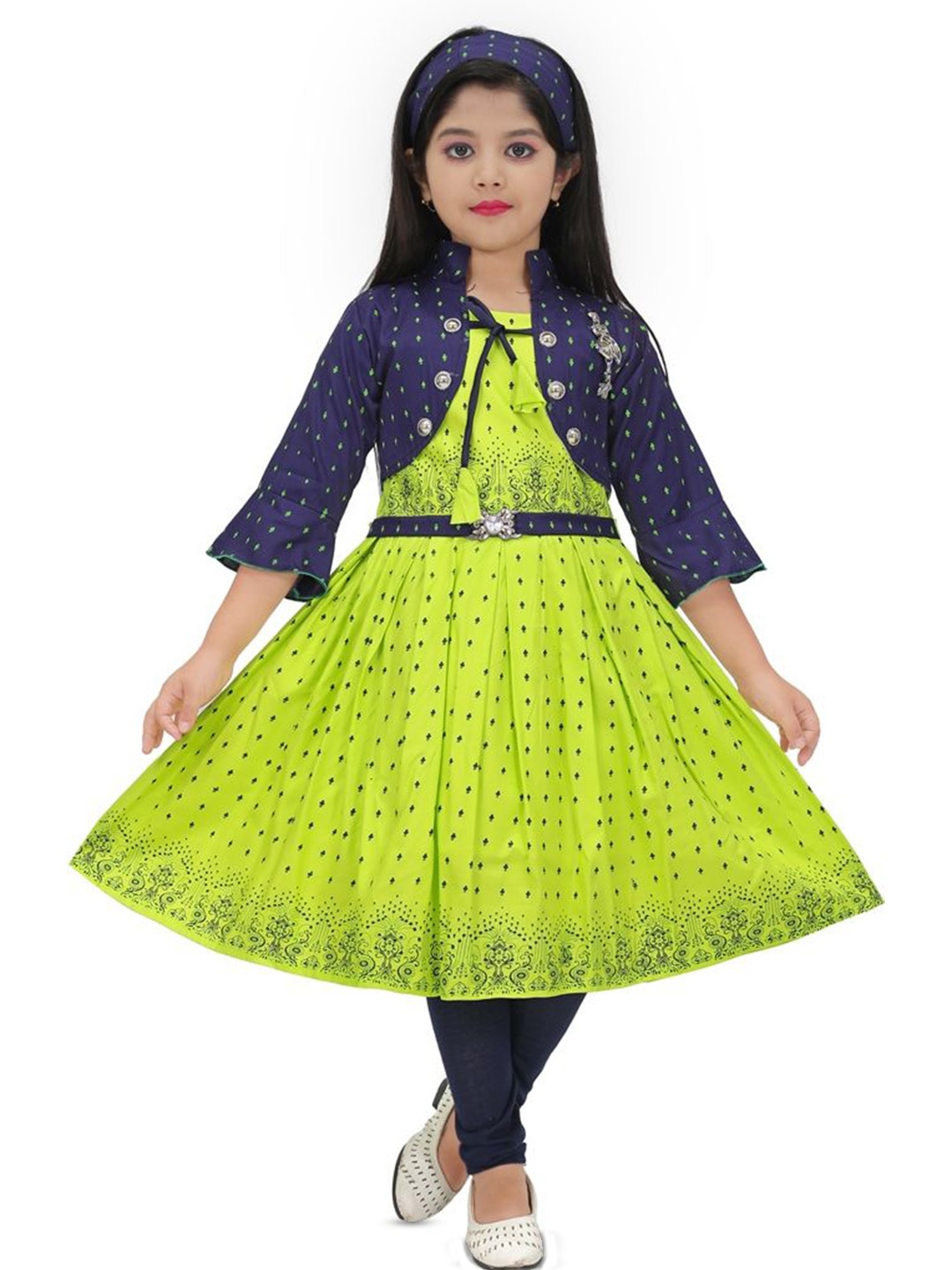 

PRIYANKA'S COLLECTION Print Fit & Flare Dress, Green