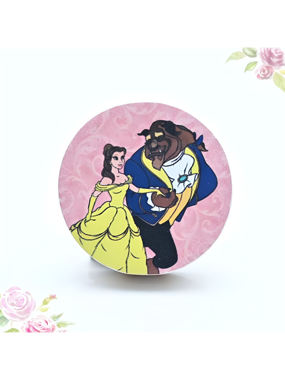 

Pinch of Pretty Kids Pink & Yellow Belle & Beast Themed Drawer Knob
