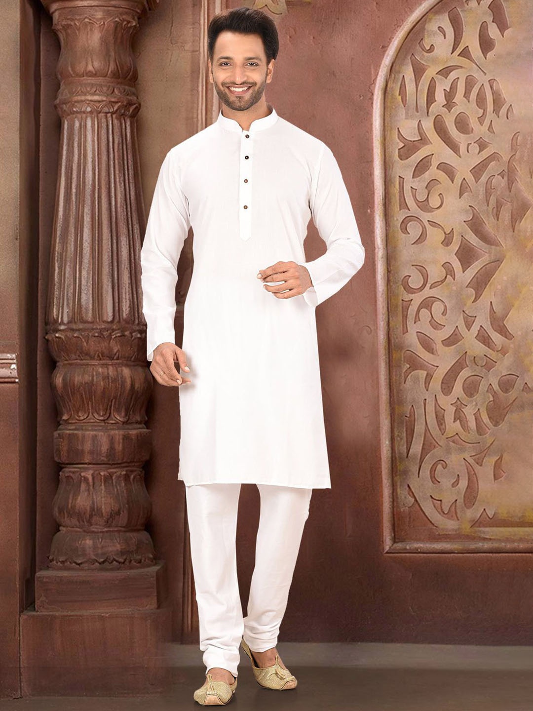 

RANAK Men Regular Pure Cotton Kurta with Pyjamas, White