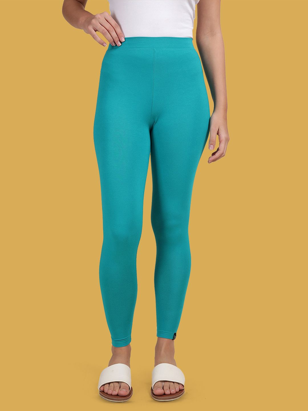 

TWIN BIRDS Women Viscose Blend Solid Pool Side Ankle Length Legging, Blue