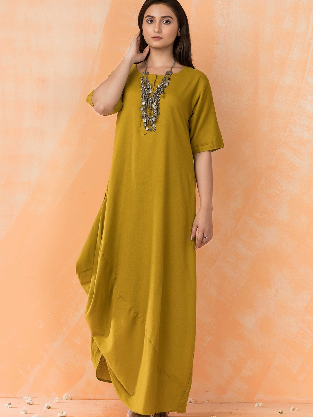 

SACRED SUTA Print Maxi Dress, Mustard