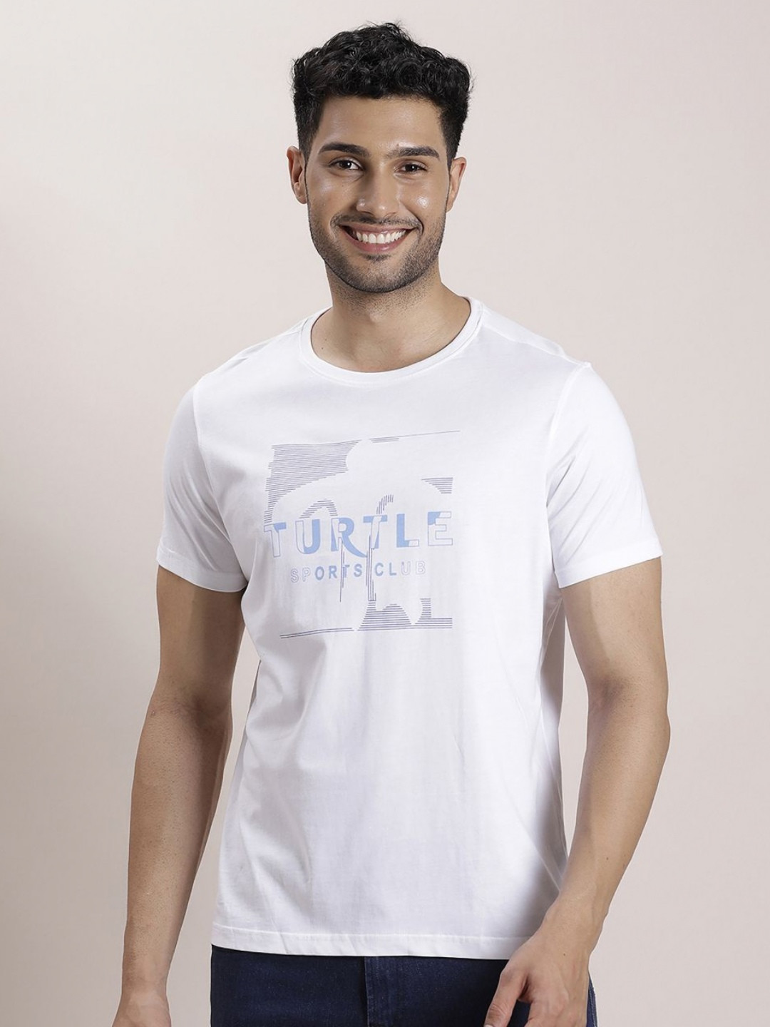 

Turtle Men Typography Printed Slim Fit T-shirt, White
