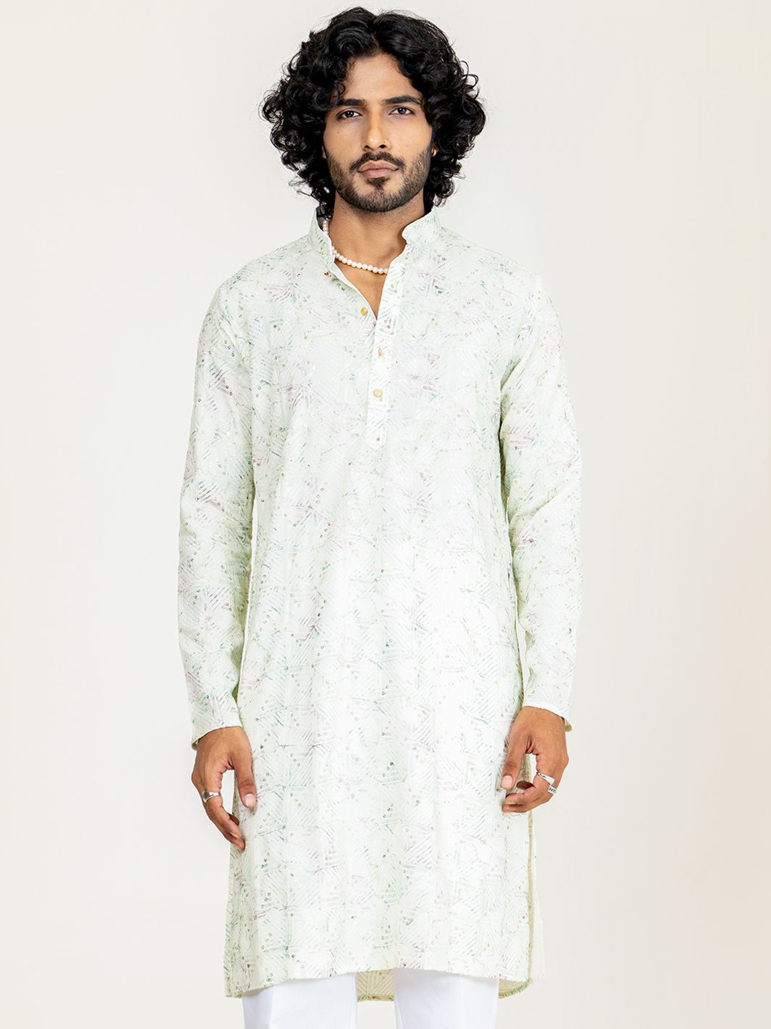 

Tistabene Abstract Printed Sequins Straight Kurta, Green