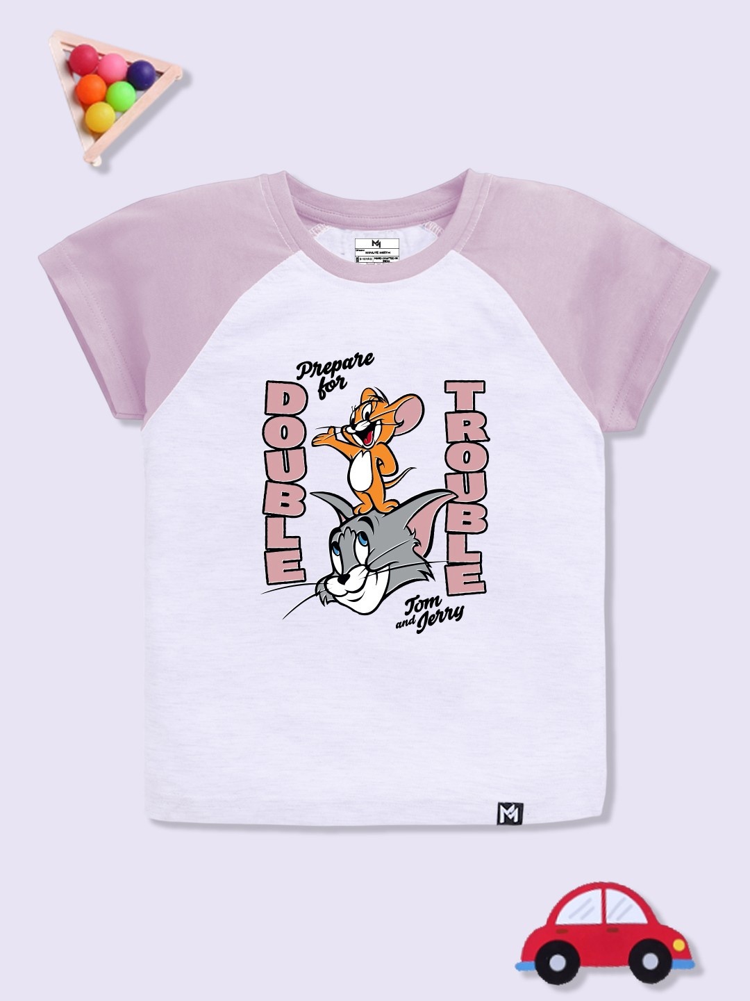 

YK X Minute Mirth Boys Tom & Jerry Printed Pure Cotton T-shirt, Pink