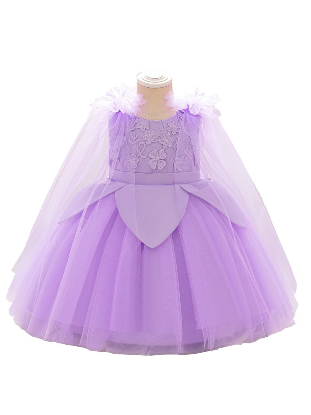 

StyleCast x Revolte Slit Sleeve Ruffled A-Line Dress, Purple