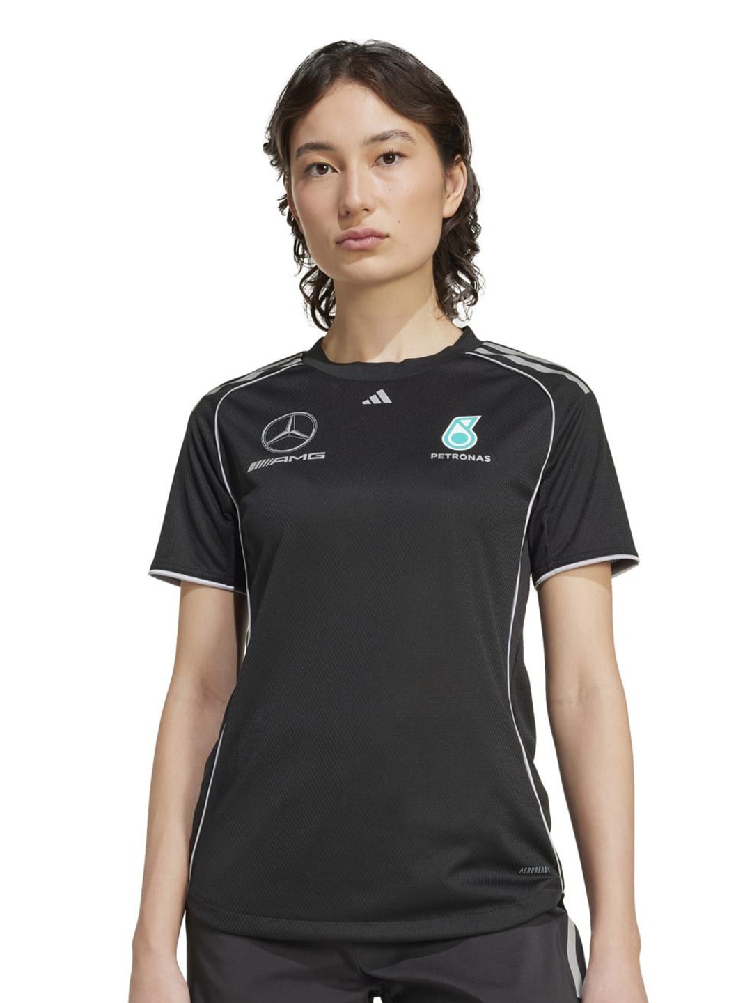 

ADIDAS Mercedes Printed Round Neck T-Shirt, Black