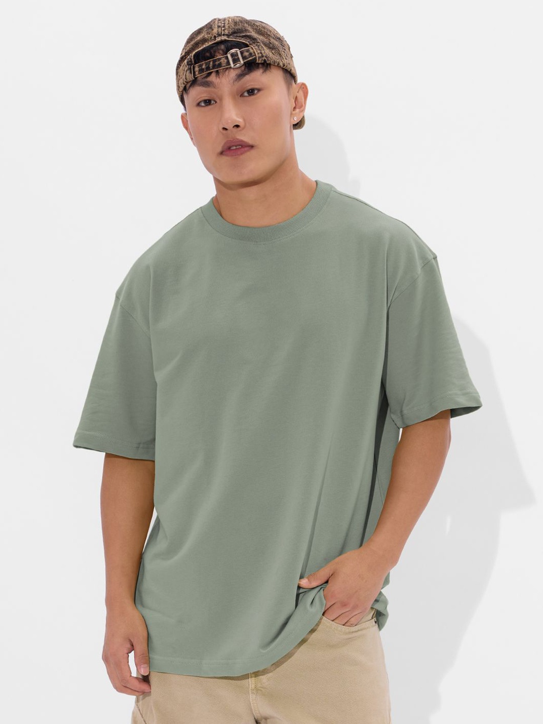 

The Souled Store Men Solid Oversized T-shirt, Green