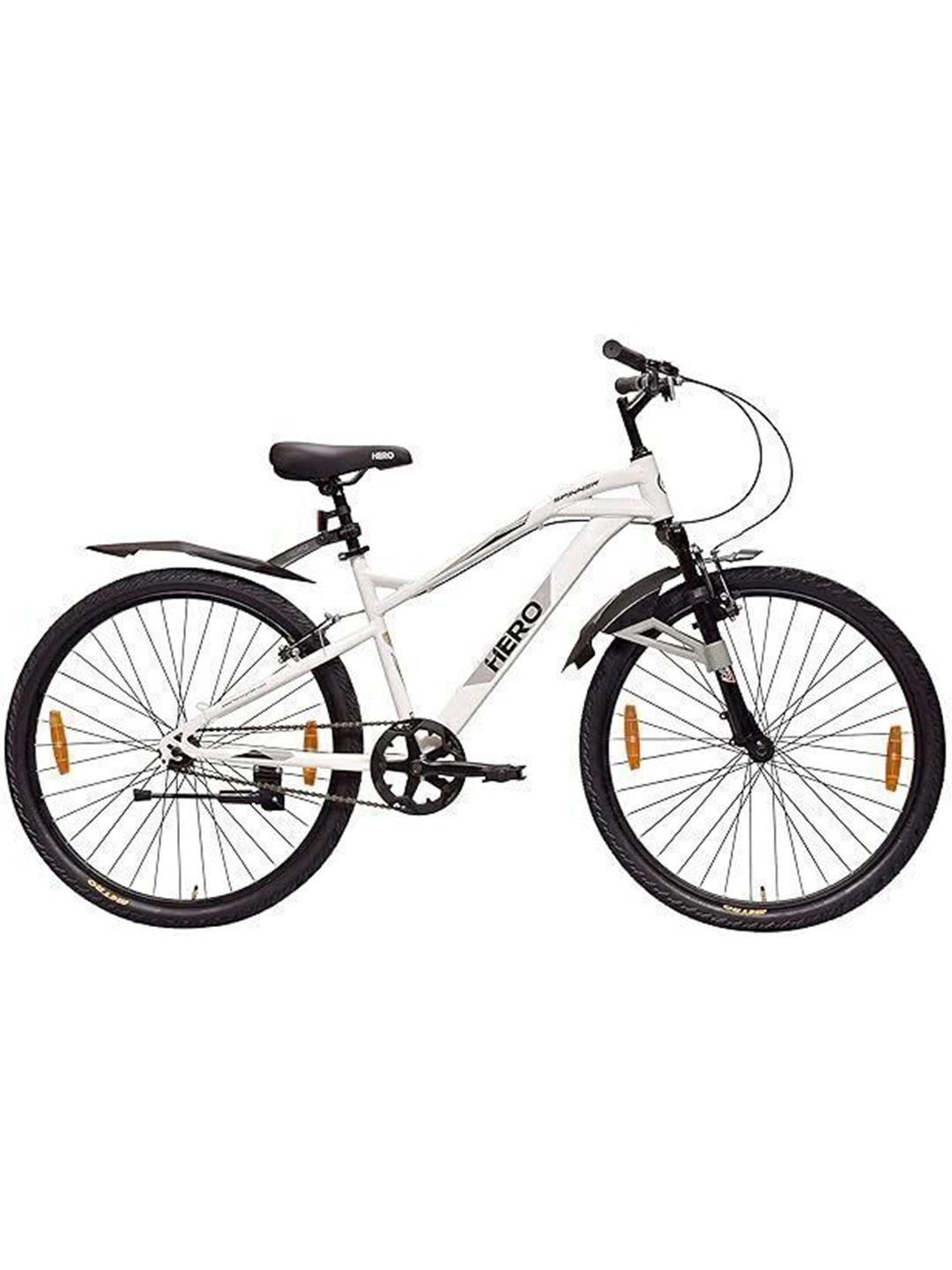 

Hero Printed Spinner 26T MTB Bike Single Speed Mountain Bike, White