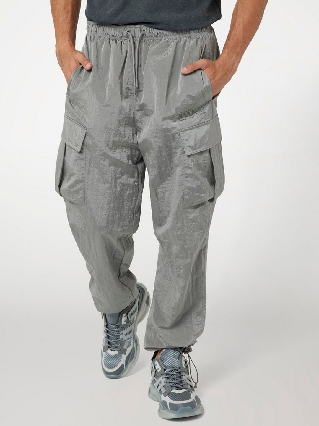 

Guess Mid Rise Cargo Track Pants, Grey