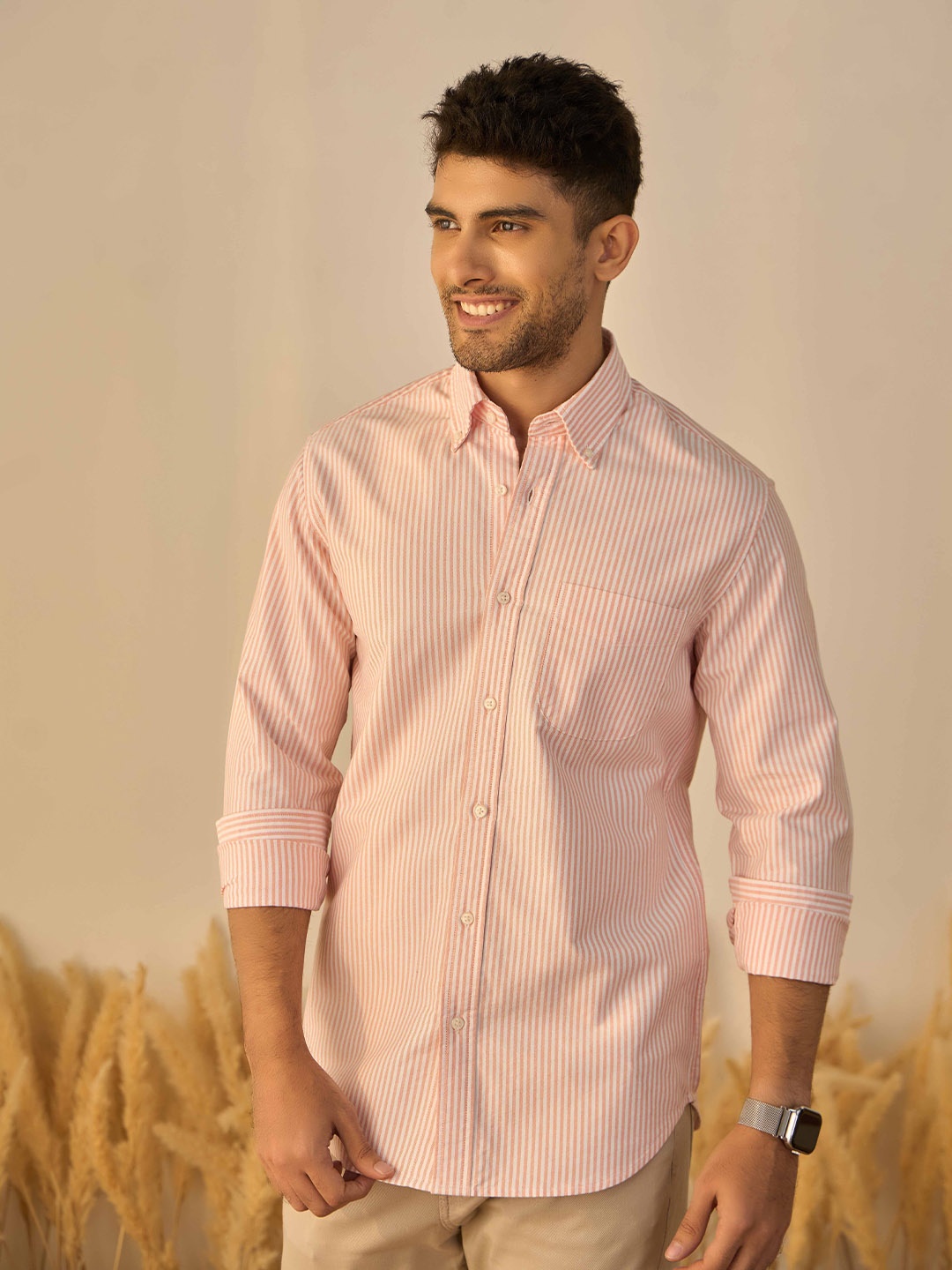 

PINK SUPPLY Men Classic Opaque Striped Formal Shirt
