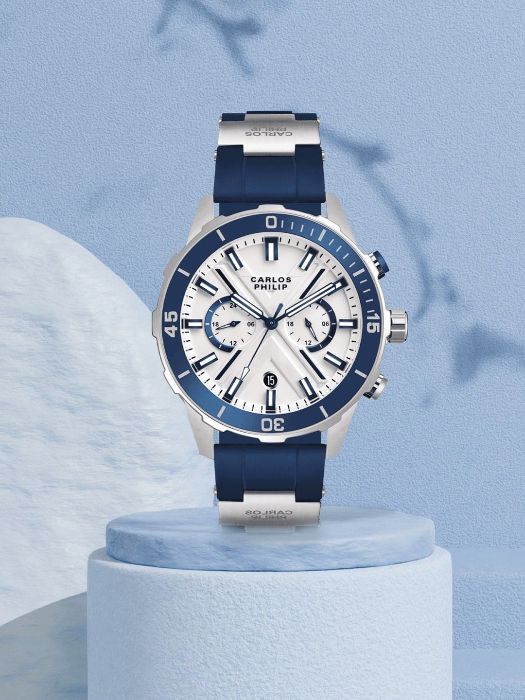 

CARLOS PHILIP Men Brass Dial & Straps Analogue Watch S02679-1, Blue