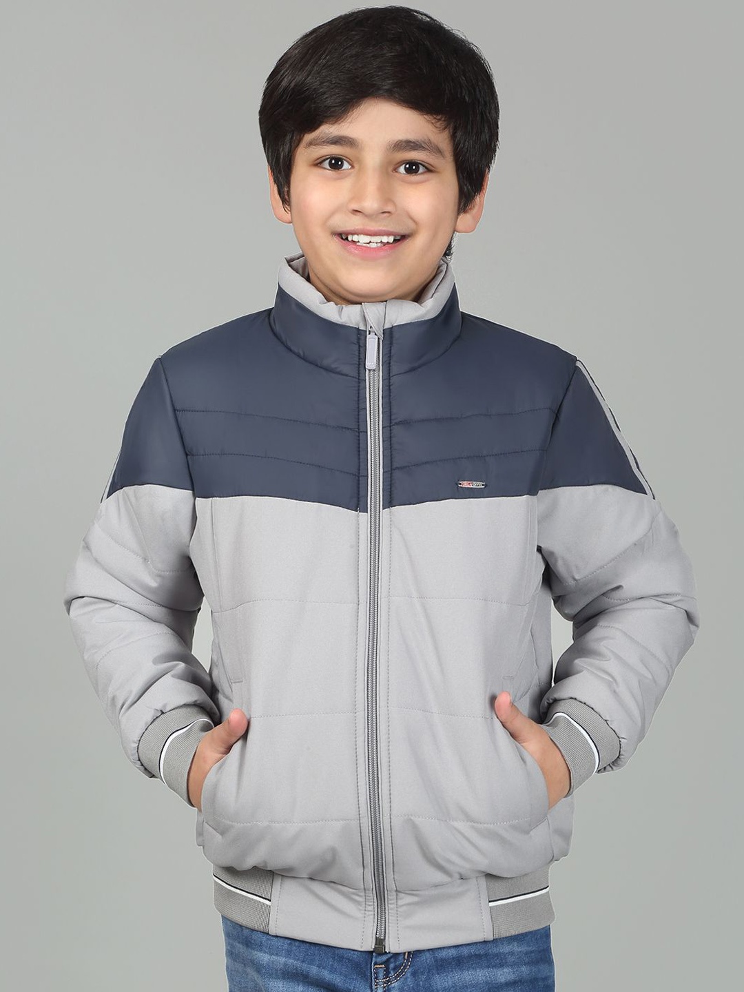 

Cantabil Boys Colourblocked Puffer Jacket, Grey