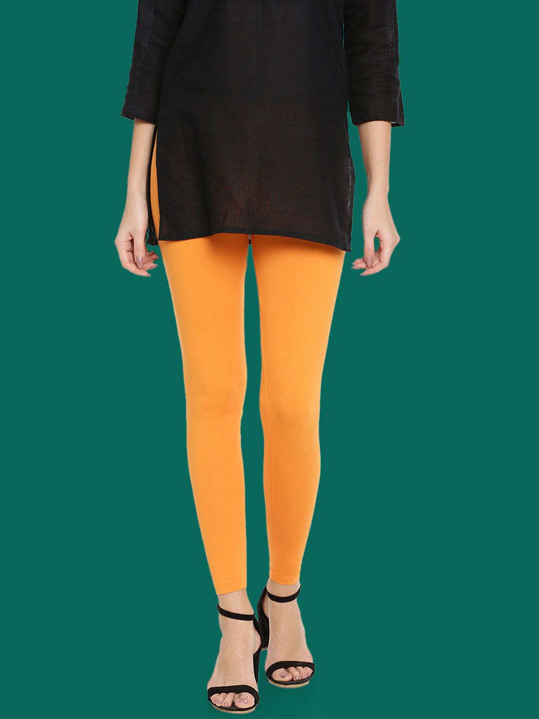 

TWIN BIRDS Women Cotton Blend Solid Sweet Corn Ankle Length Leggings, Yellow
