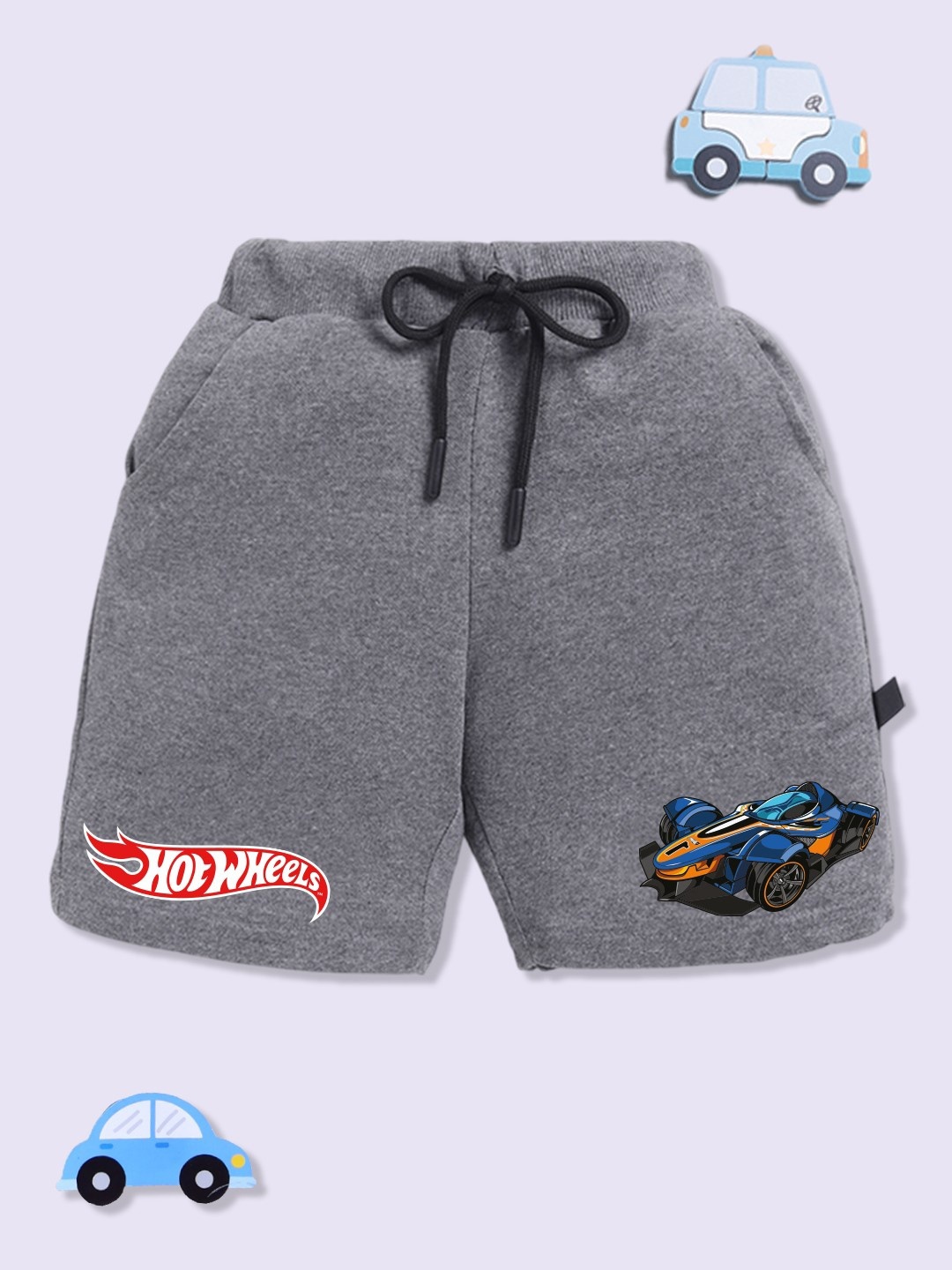 

YK X Minute Mirth Boys Hot Wheels Printed Shorts, Grey