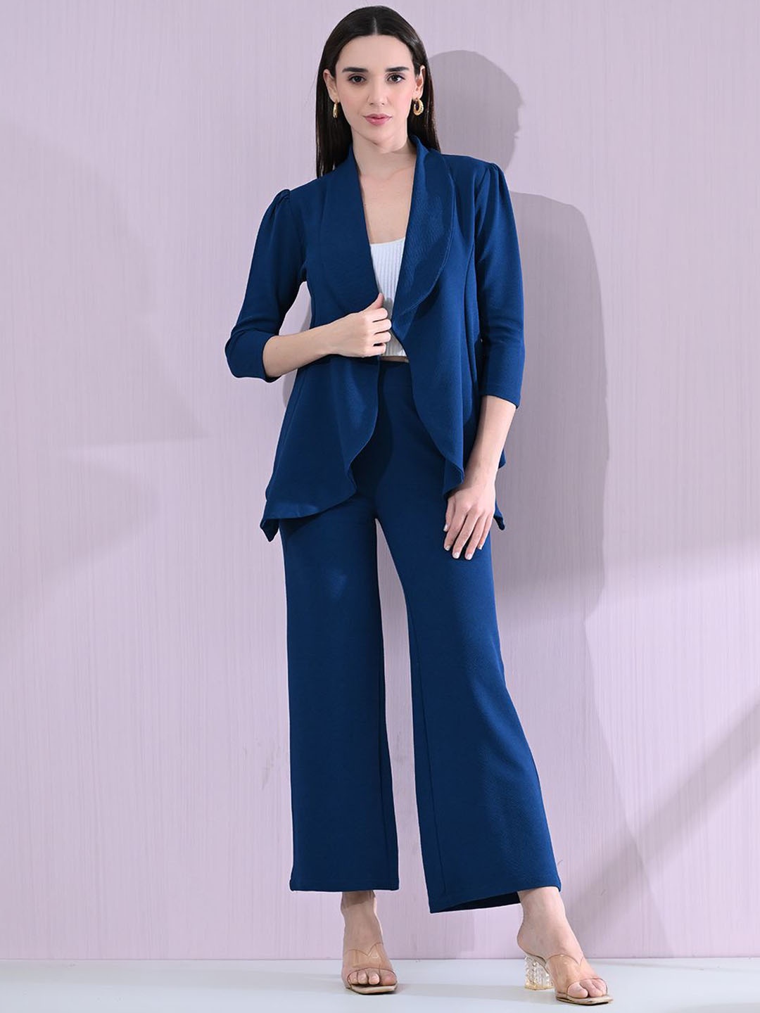 

OWL MINK Single-Breasted Blazer With Trouser Suits, Blue