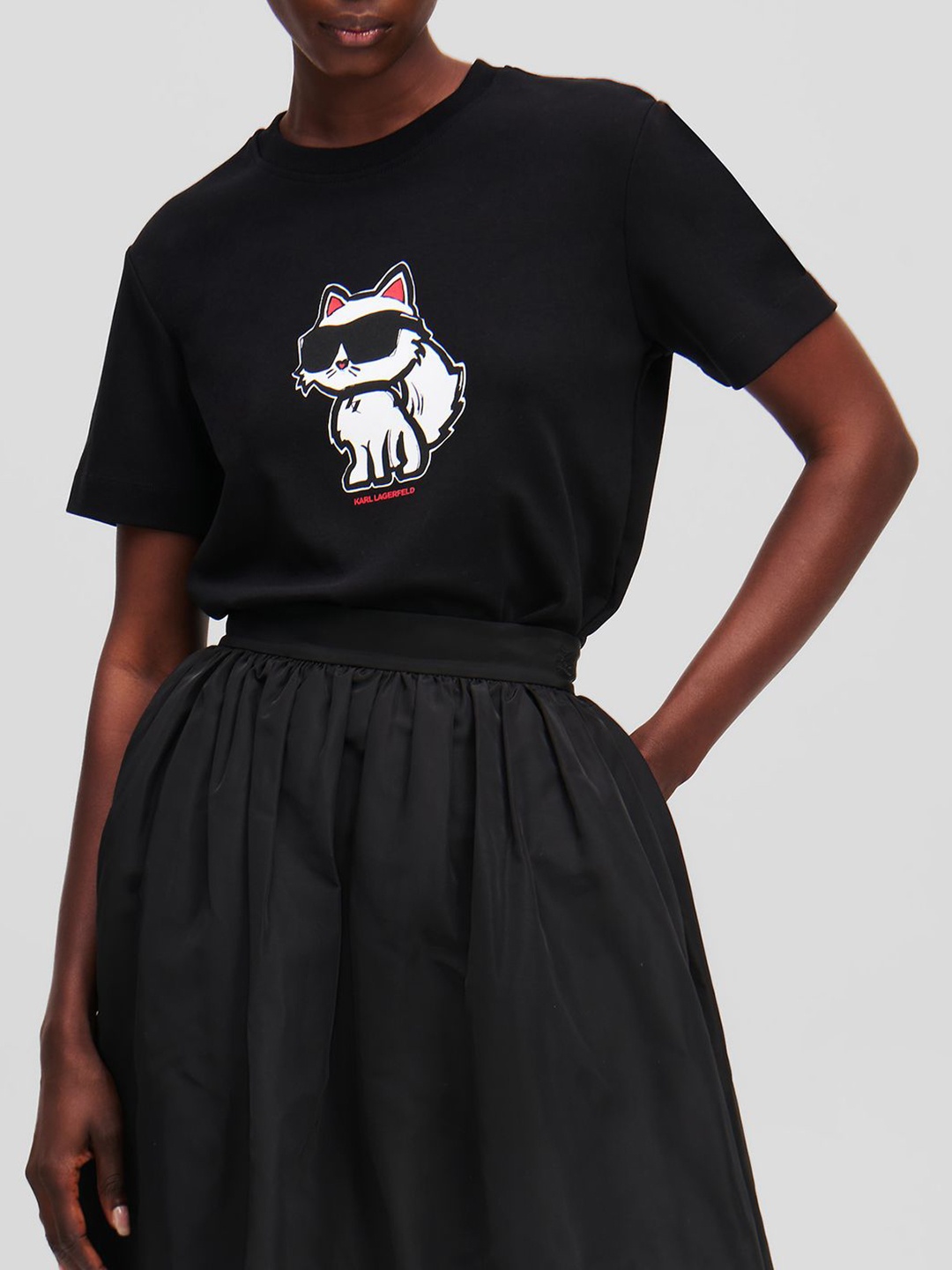 

Karl Lagerfeld Women Printed Applique T-shirt, Black