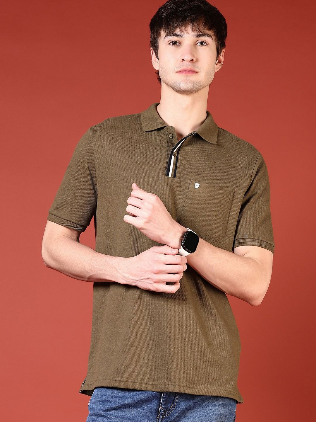 

V-Mart Men Polo Collar Pockets T-shirt, Olive
