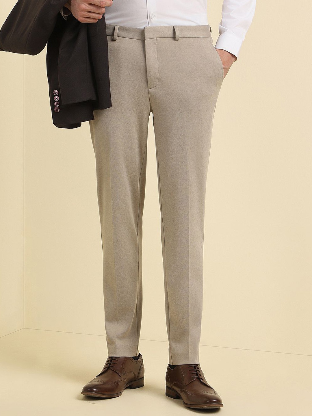 

Allen Solly Men Classic Trousers, Beige