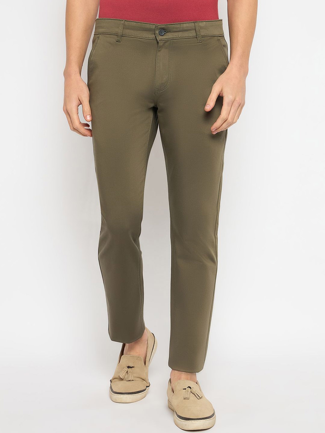

Duke Men Slim Fit Chinos Trousers, Green