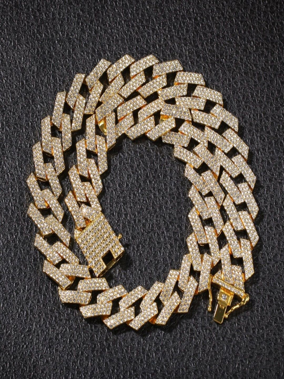 

The Roadster Lifestyle Co. Unisex Gold-Plated Cubic Zirconia Studded Necklace