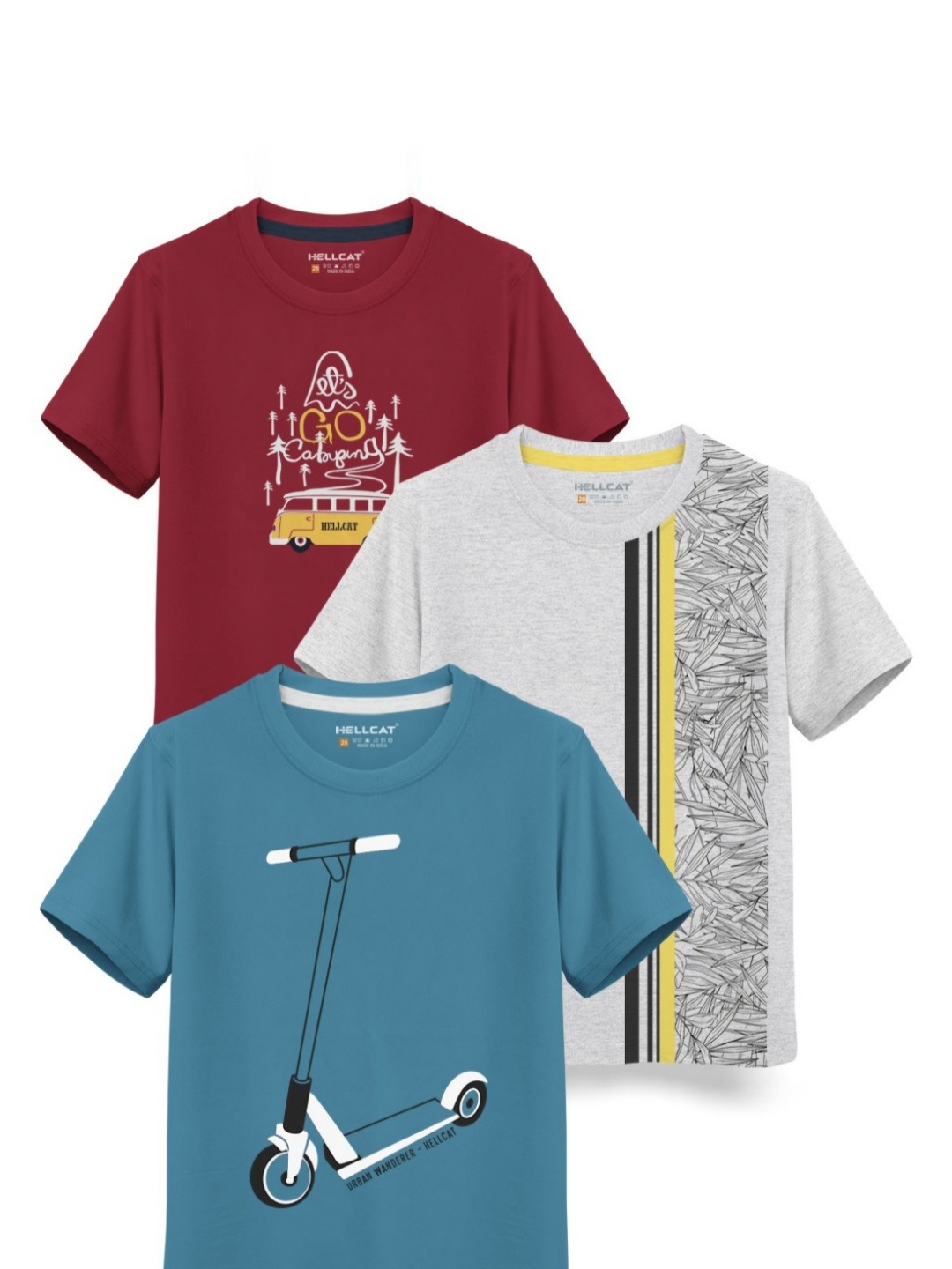 

HELLCAT Boys Typography 3 Printed T-shirt, Maroon