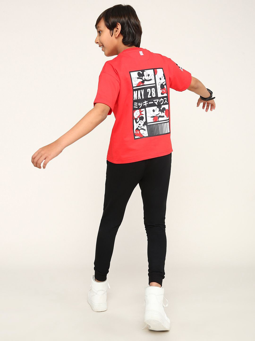 

BONKIDS Boys Abstract Printed T-Shirt With Trousers, Red
