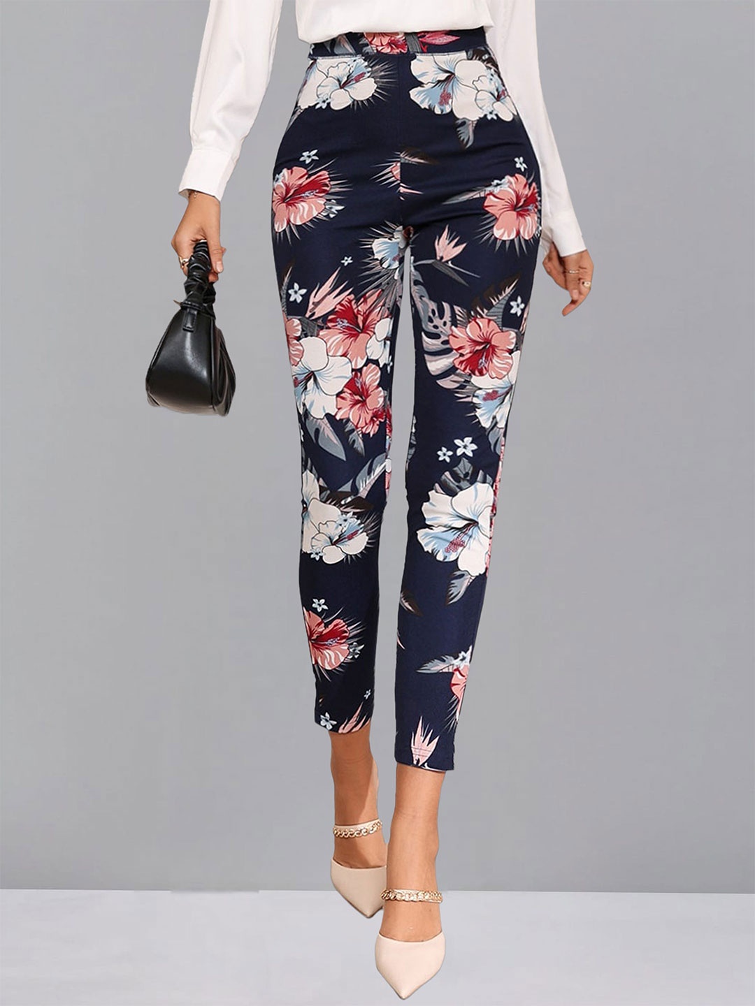 

DTR FASHION Women Printed Jeggings, Navy blue