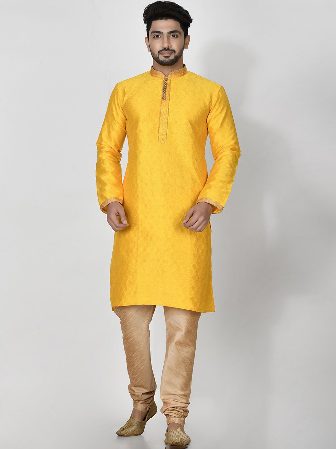 

RANAK Men Regular Kurta with Pyjamas, Yellow