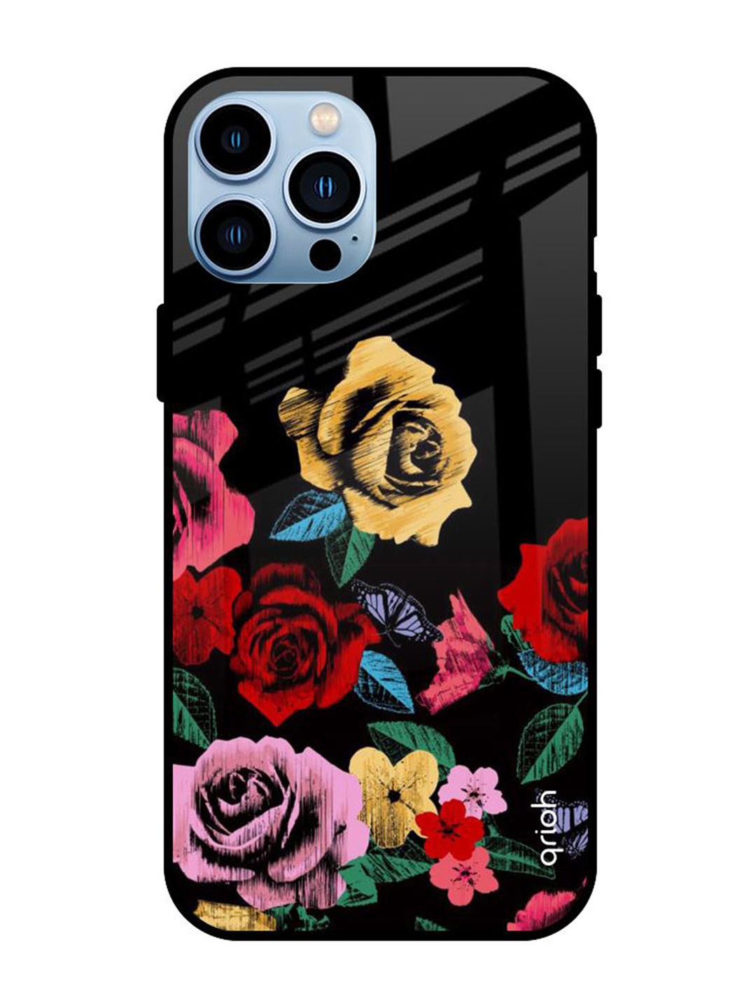 

QRIOH Floral Printed iPhone 13 Pro Max Back Case Mobile Accessories, Black