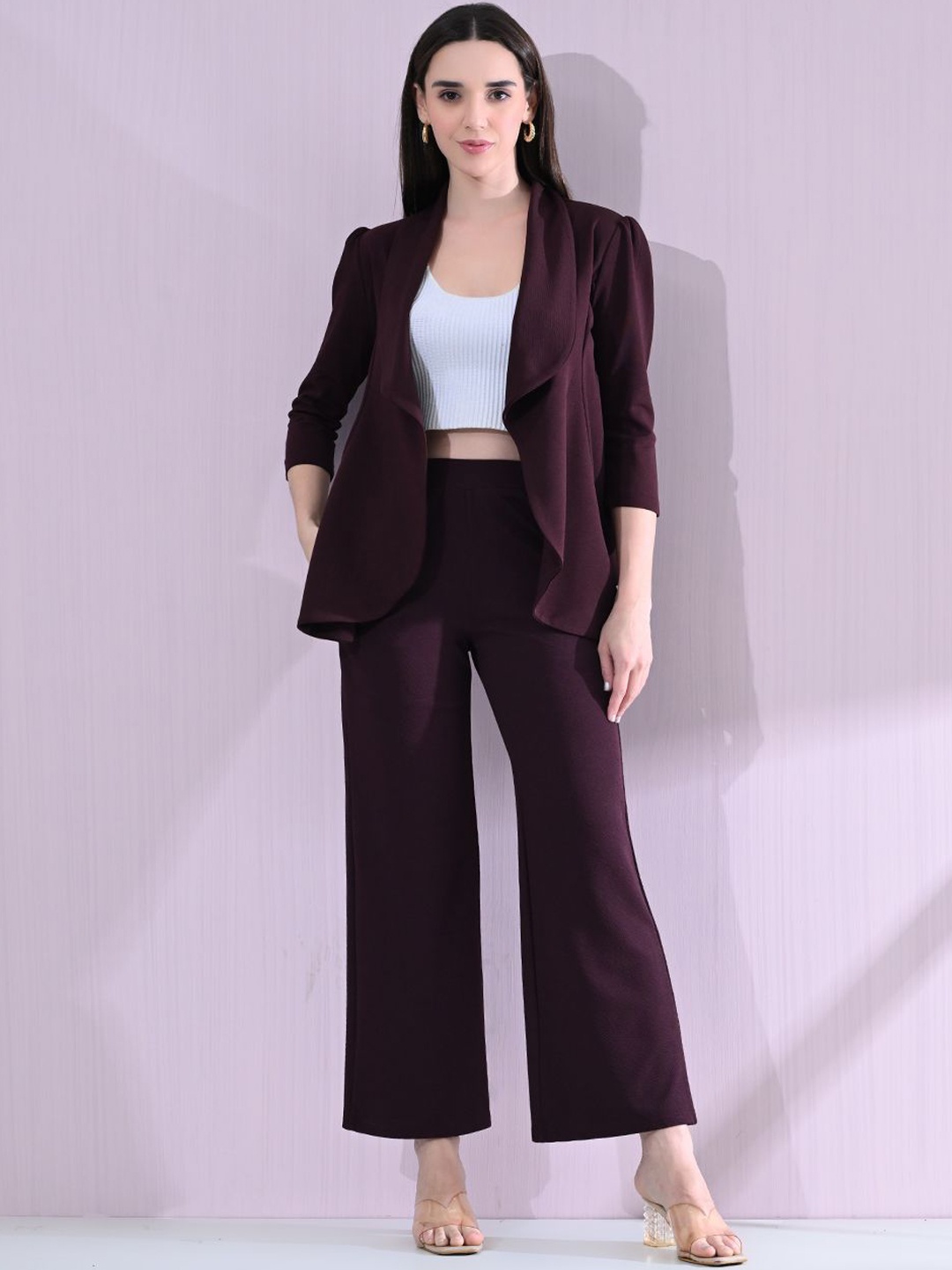 

OWL MINK Single Breasted Blazer With Trouser Suits, Maroon