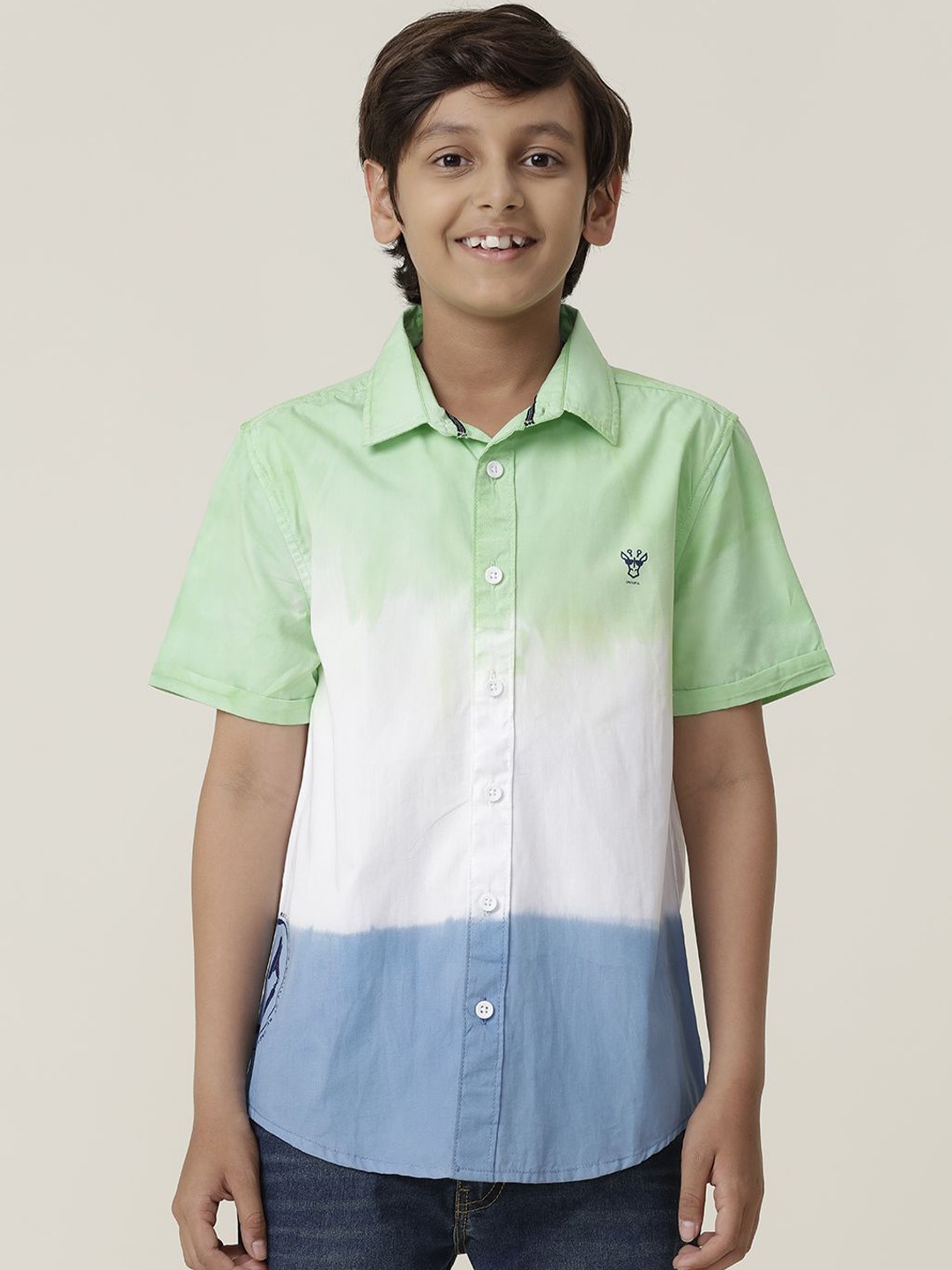 

UNDER FOURTEEN ONLY Boys Opaque Casual Shirt, Green