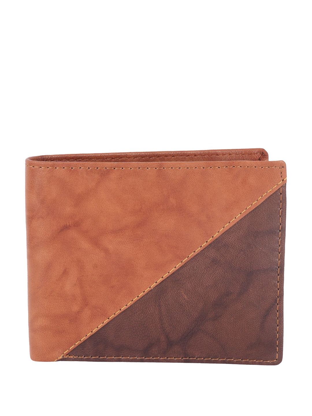 

CLARABAE Men PU Two Fold Wallet, Brown