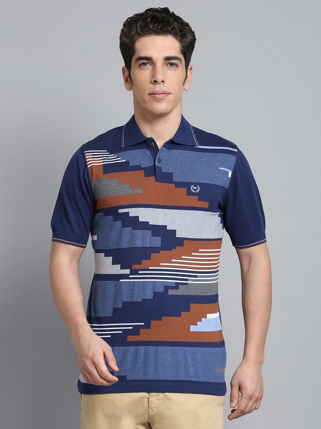 

Monte Carlo Men Polo Collar Pure Cotton T-shirt, Navy blue
