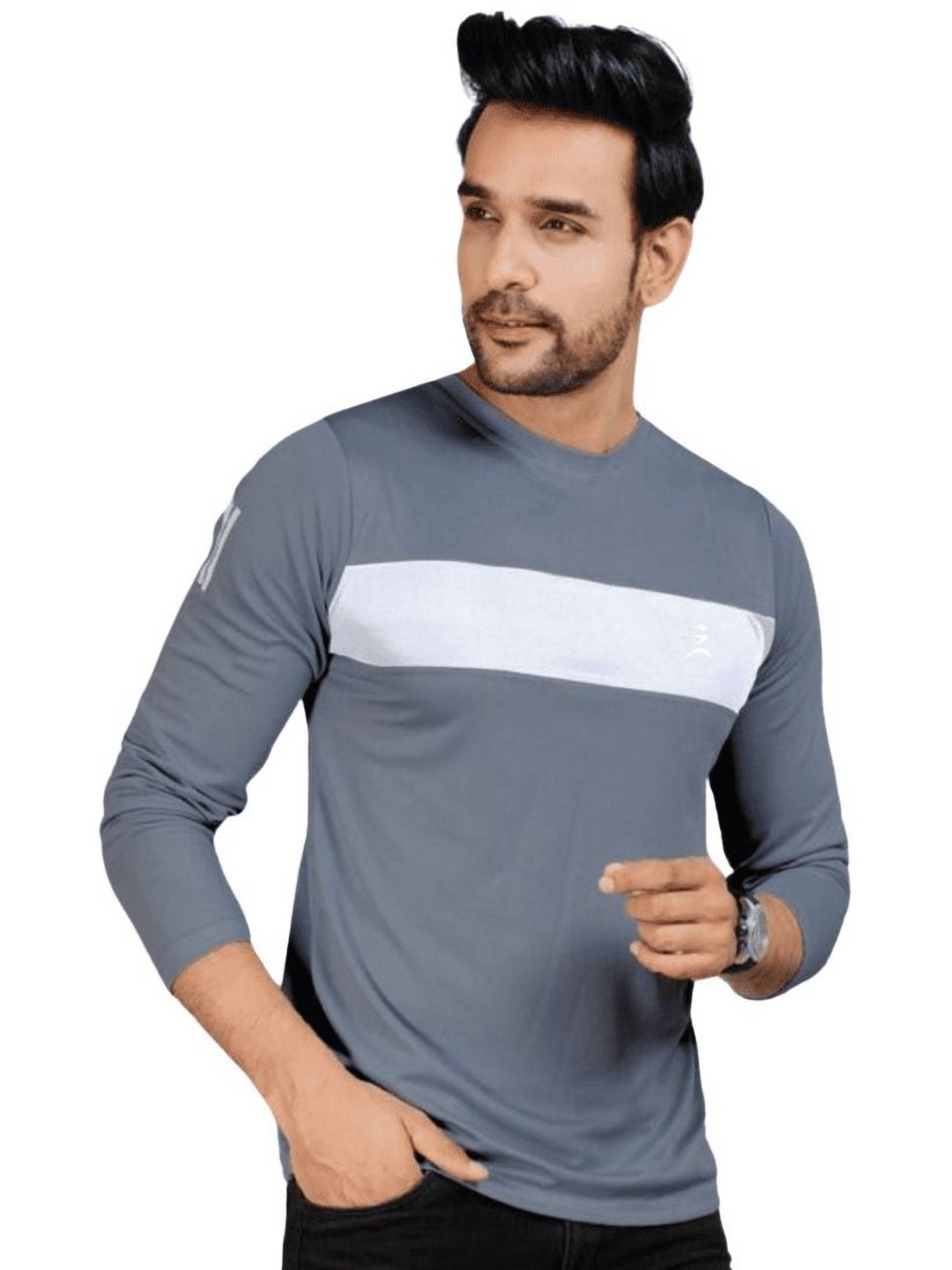

FICKA Men Brand Logo T-shirt, Grey