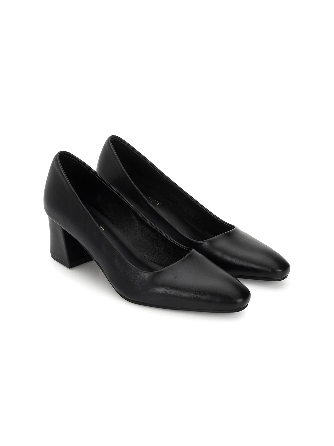 

Justin Whyte Leather Block Pumps, Black