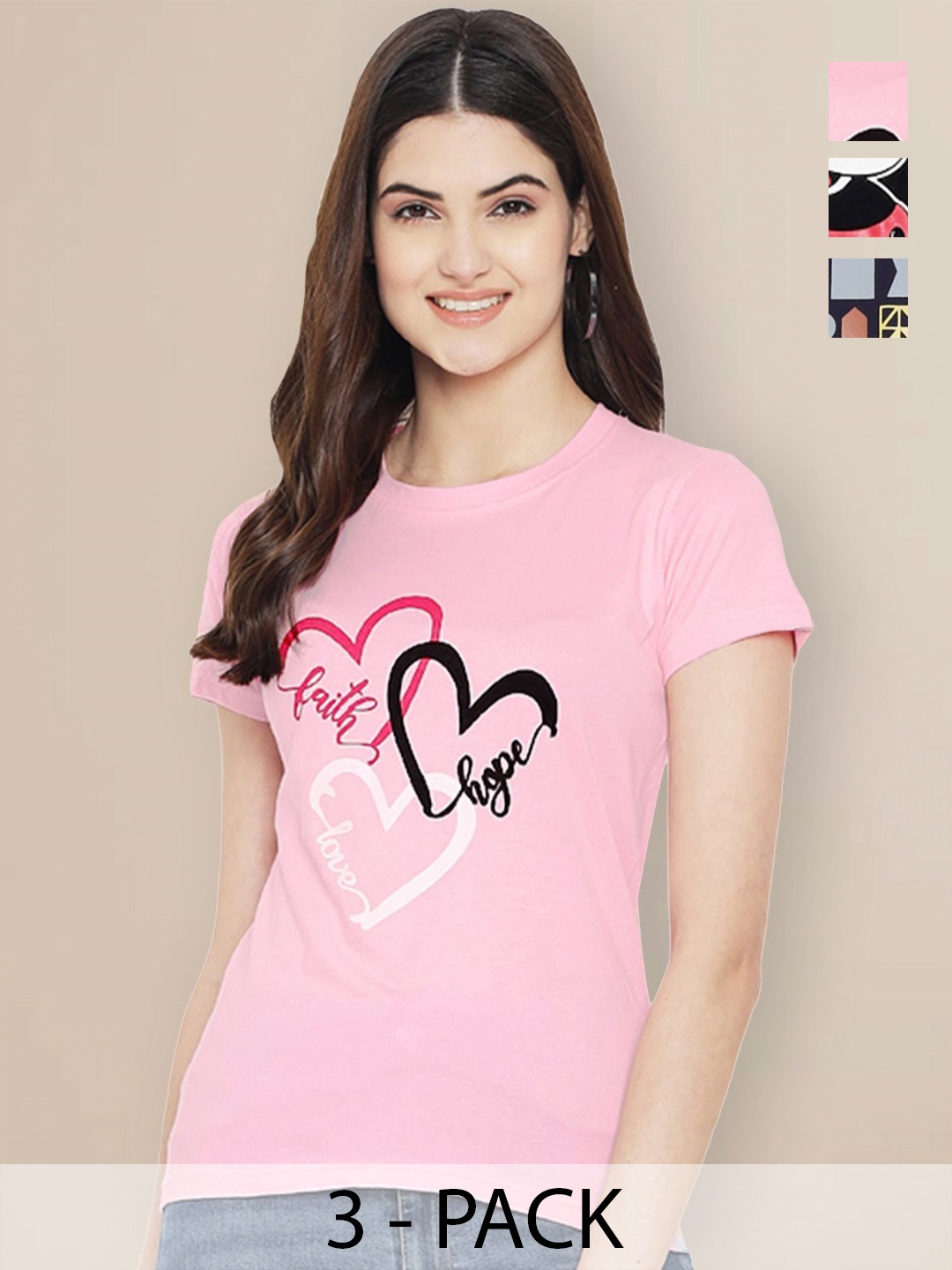 

Metronaut Women Typography 3 Printed Applique T-shirt, Multi